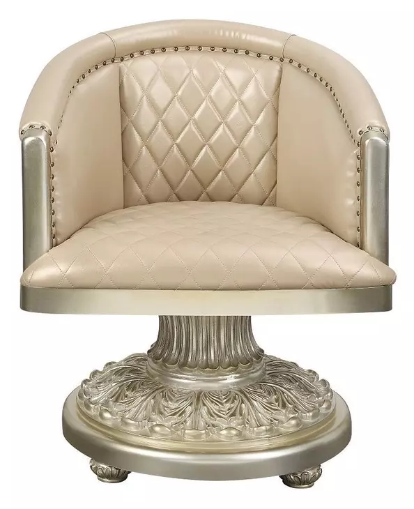 Sorina Antique Gold Upholstered Arm Chair with Nailhead Trim