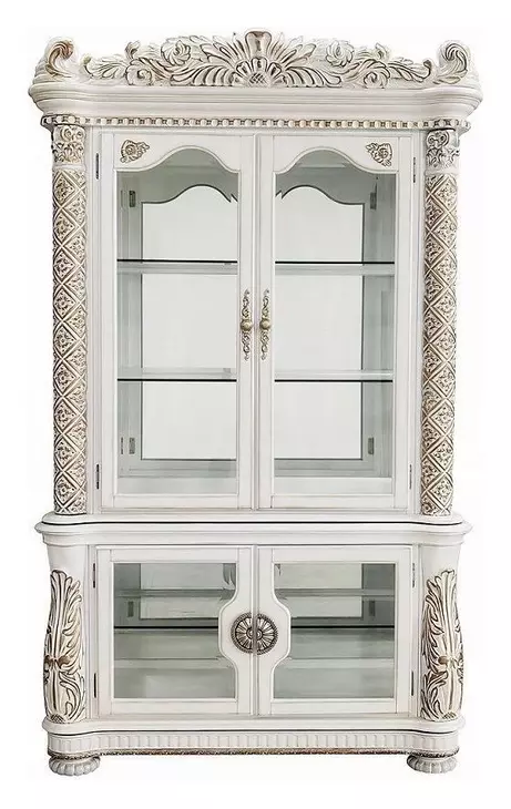 Vendome Antique Pearl 4 Door Curio Cabinet with LED