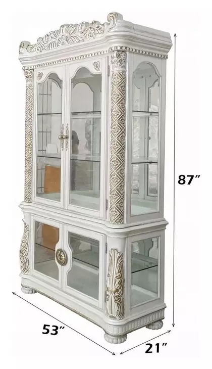 Vendome Antique Pearl 4 Door Curio Cabinet with LED