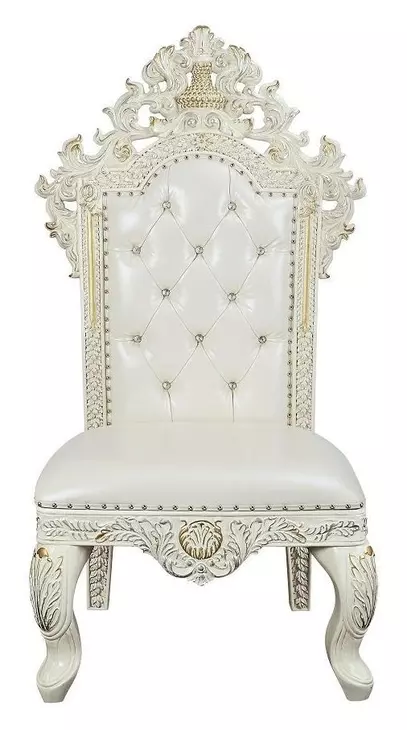 Adara Pearl White Upholstered Side Chair with Nailhead Trim Set of 2