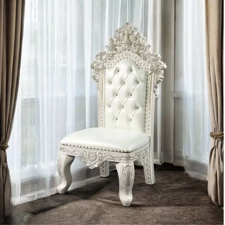 Adara Pearl White Upholstered Side Chair with Nailhead Trim Set of 2