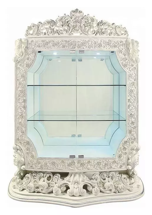 Adara Antique White 2 Door Curio Cabinet with LED