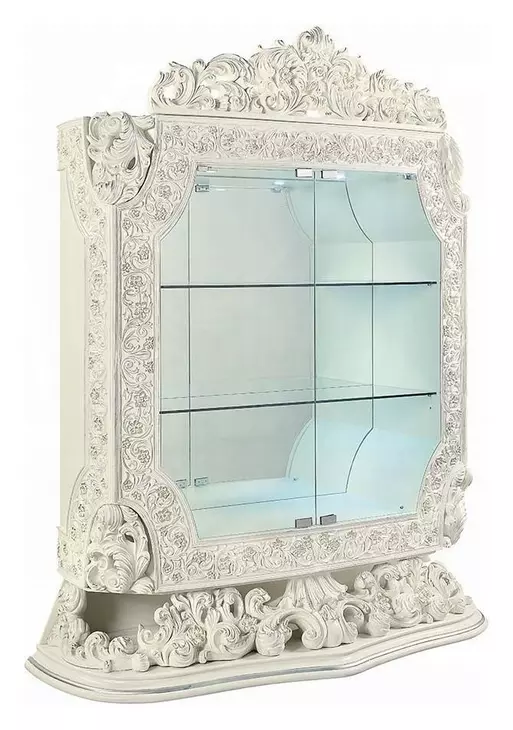 Adara Antique White 2 Door Curio Cabinet with LED