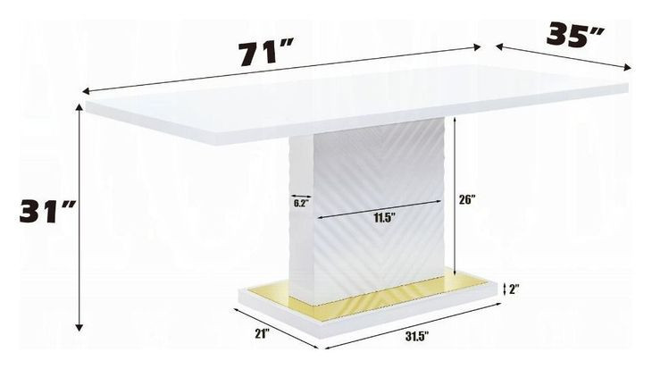 Gaines White 71" Rectangular Dining Table