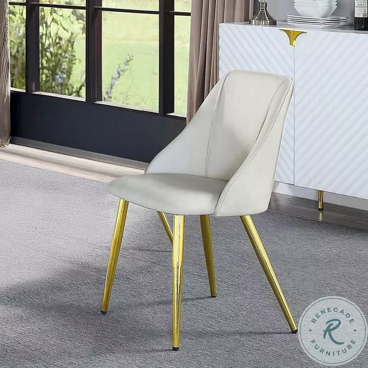 Gaines White Synthetic Leather Side Chair Set of 2