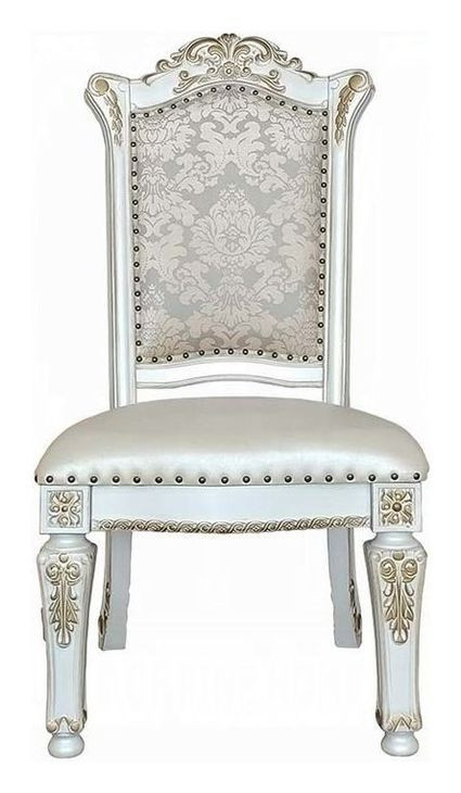 Vendome Antique Pearl Upholstered Side Chair with Nailhead Trim Set of 2