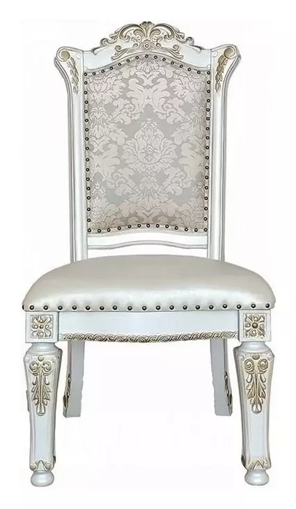 Vendome Antique Pearl Upholstered Side Chair with Nailhead Trim Set of 2