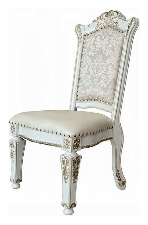 Vendome Antique Pearl Upholstered Side Chair with Nailhead Trim Set of 2