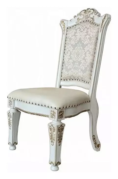 Vendome Antique Pearl Upholstered Side Chair with Nailhead Trim Set of 2
