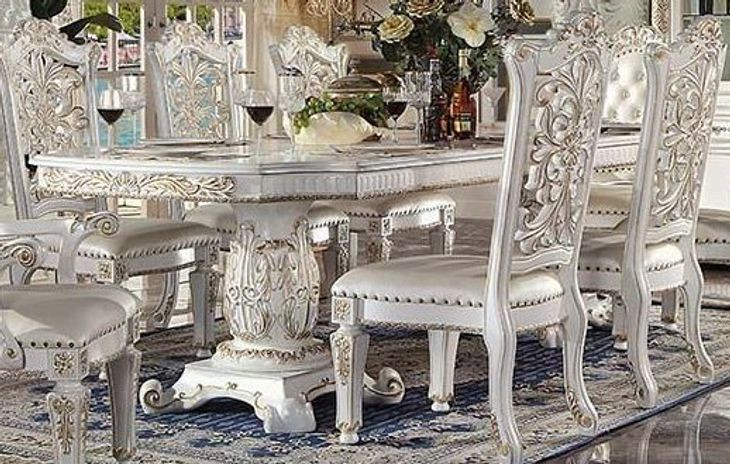 Vendome Antique Pearl 120" Extendable Rectangular Dining Room Set