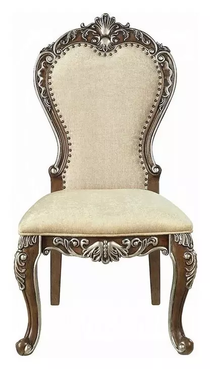 Latisha Beige Upholstered Side Chair with Nailhead Trim Set of 2