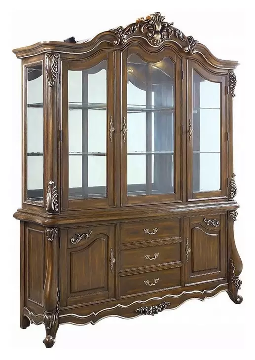 Latisha Antique Oak 6 Door Buffet and Hutch with LED