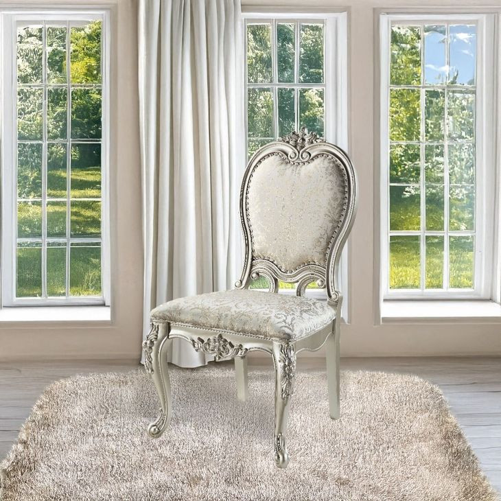 Bently Champagne Upholstered Side Chair with Nailhead Trim Set of 2