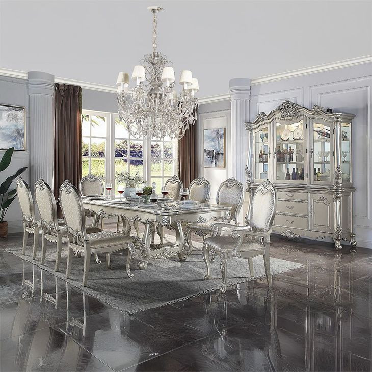 Bently Champagne Upholstered Arm Chair with Nailhead Trim Set of 2