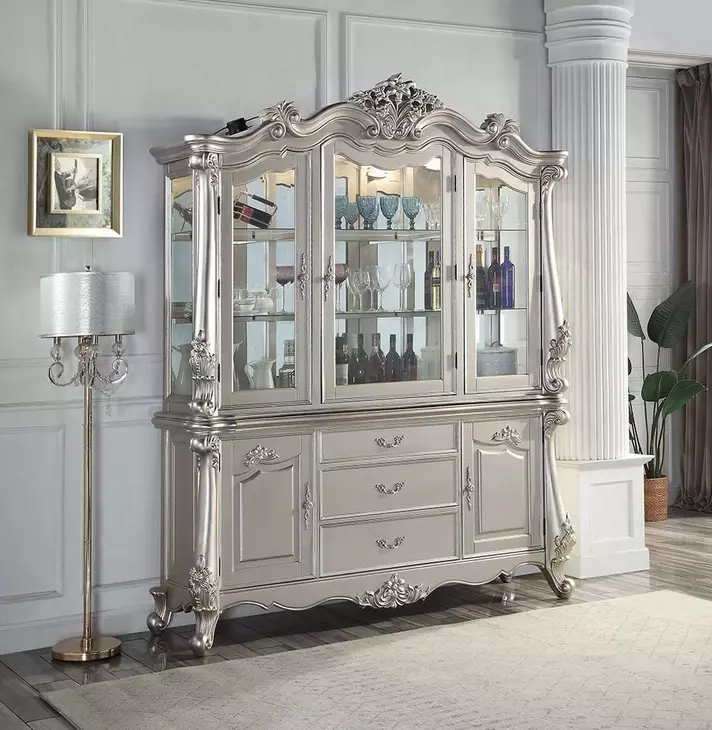 Bently Champagne 5 Door Buffet and Hutch with LED