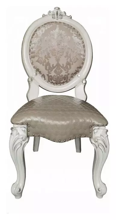 Versailles Bone White Upholstered Oval Back Side Chair with Nailhead Trim Set of 2