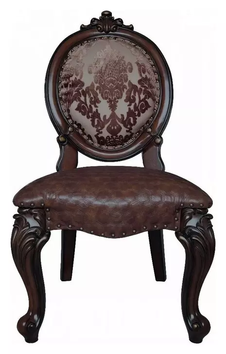 Versailles Cherry Upholstered Oval Back Side Chair with Nailhead Trim Set of 2
