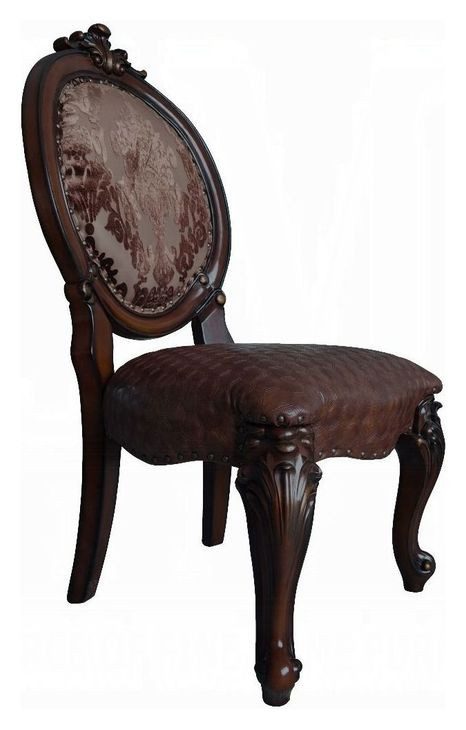 Versailles Cherry Upholstered Oval Back Side Chair with Nailhead Trim Set of 2