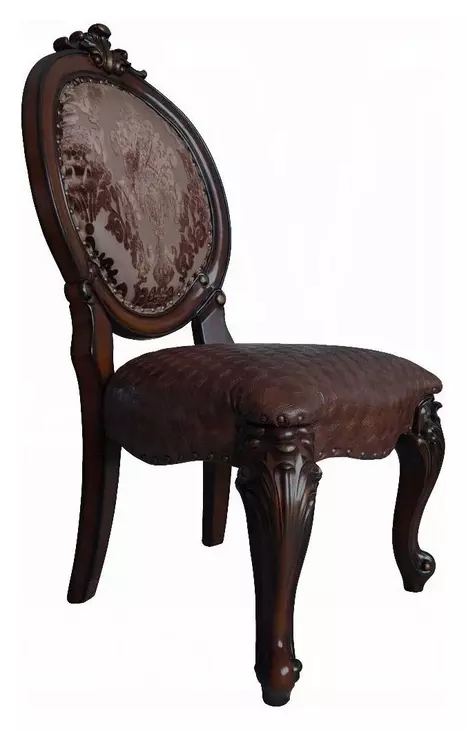 Versailles Cherry Upholstered Oval Back Side Chair with Nailhead Trim Set of 2