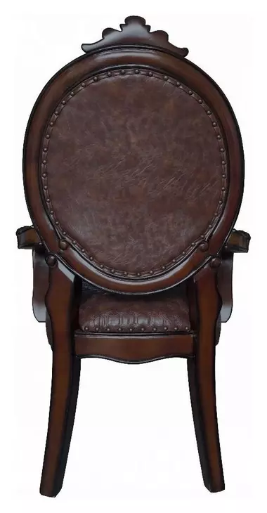 Versailles Cherry Upholstered Oval Back Arm Chair with Nailhead Trim Set of 2