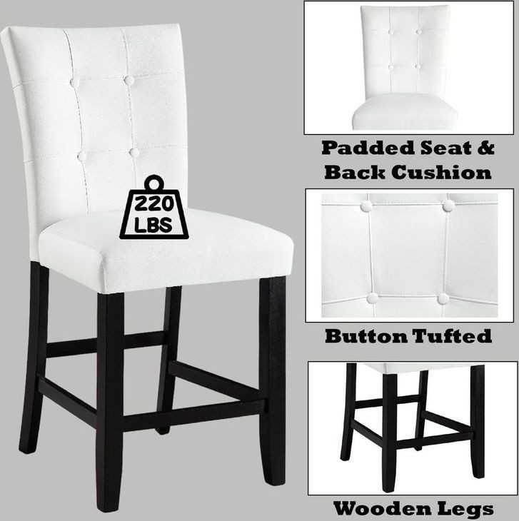 Hussein White Upholstered Counter Height Chair Set of 2