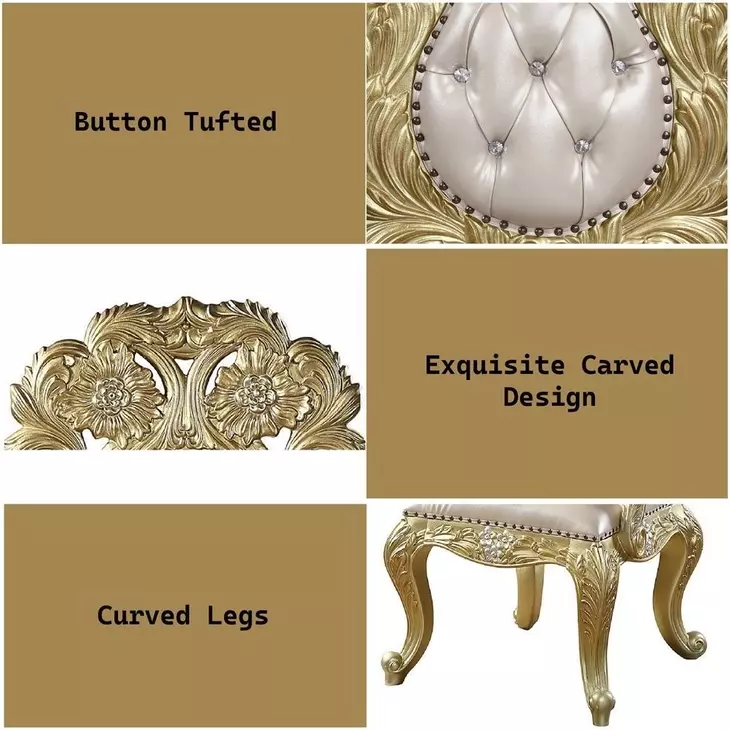 Cabriole Light Gold Upholstered Arm Chair with Nailhead Trim Set of 2