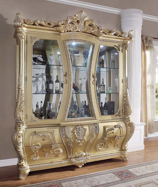 Cabriole Gold 2 Door Curio Cabinet with LED