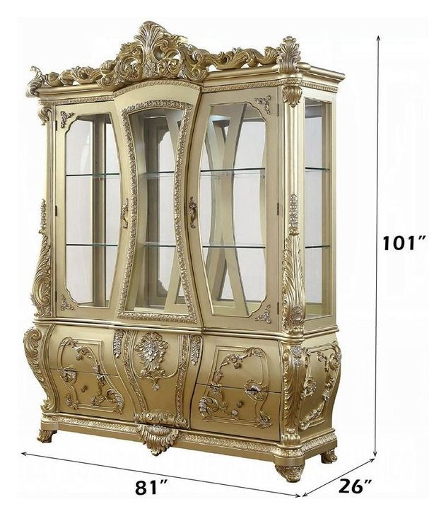 Cabriole Gold 2 Door Curio Cabinet with LED