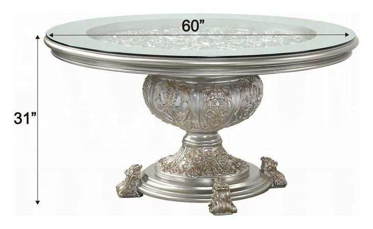 Sandoval Champagne 60" Round Glass Top Dining Table