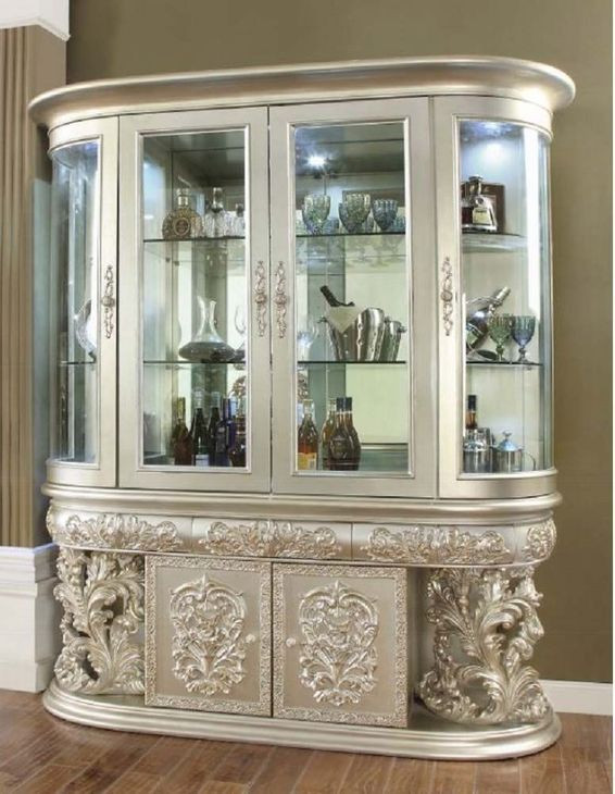 Sandoval Champagne 6 Door Curio Cabinet with LED