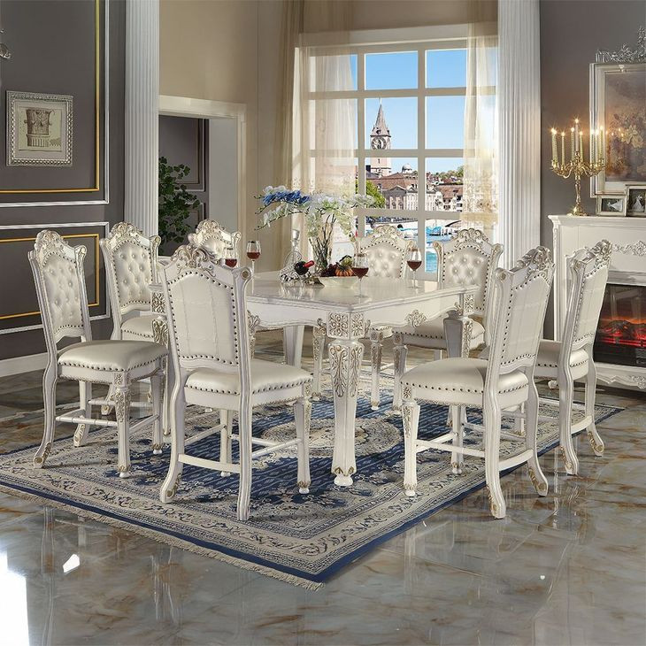 Vendome Antique Pearl Square Counter Height Dining Room Set