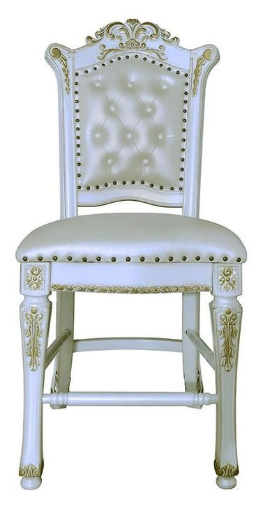 Vendome Antique Pearl Upholstered Counter Height Chair with Nailhead Trim Set of 2