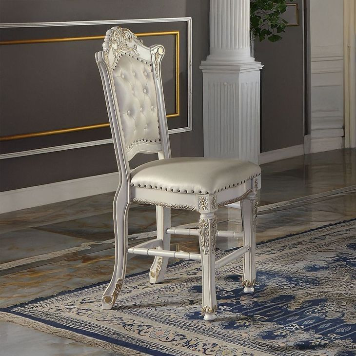 Vendome Antique Pearl Upholstered Counter Height Chair with Nailhead Trim Set of 2