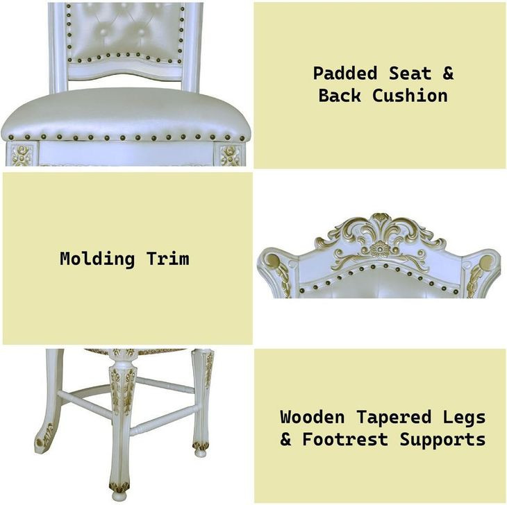 Vendome Antique Pearl Upholstered Counter Height Chair with Nailhead Trim Set of 2