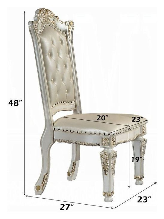 Vendome Antique Pearl Upholstered Side Chair with Nailhead Trim Set of 2