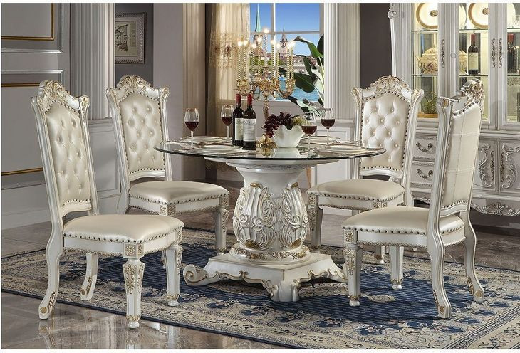 Vendome Antique Pearl Upholstered Side Chair with Nailhead Trim Set of 2