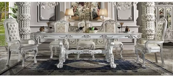 Dresden Bone White Extendable Rectangular Dining Room Set