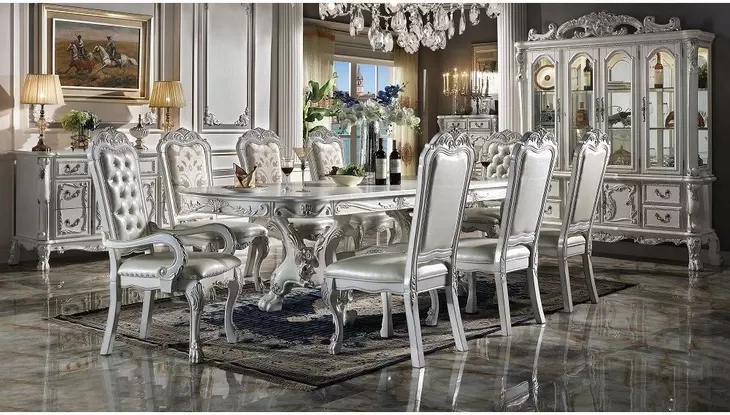 Dresden Bone White Extendable Rectangular Dining Room Set