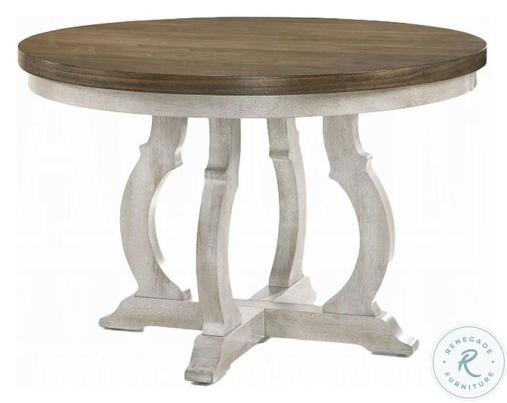 Cillin Walnut and Antique White 48" Round Dining Table