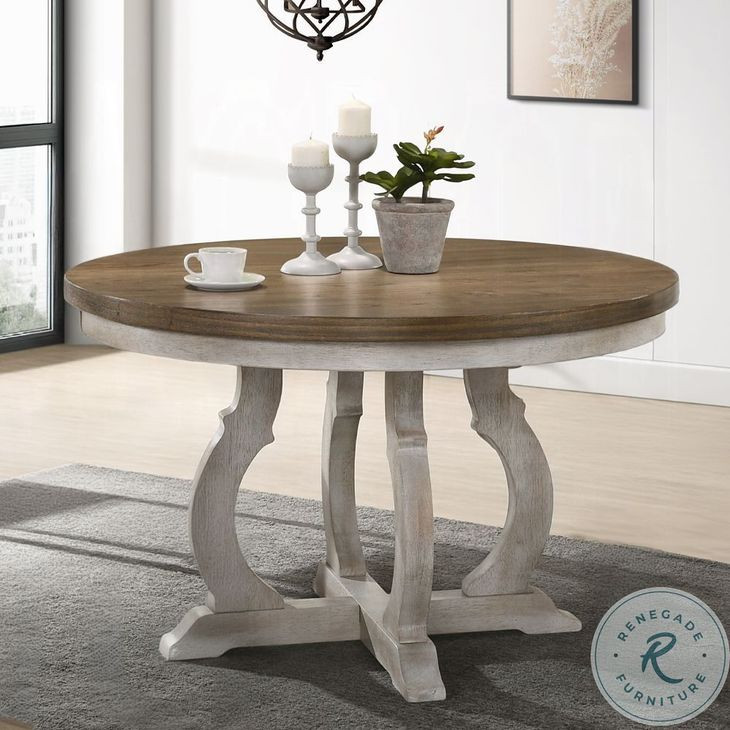 Cillin Walnut and Antique White 48" Round Dining Table