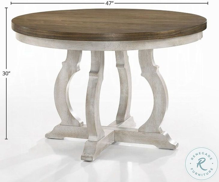 Cillin Walnut and Antique White 48" Round Dining Table