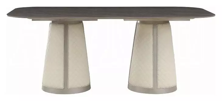 Kasa Gray and Champagne 76" Rectangular Sintered Stone Top Dining Table