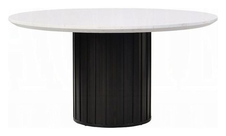 Jaramillo White and Rustic Espresso 54" Round Marble Top Dining Table