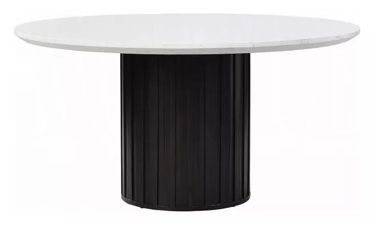 Jaramillo White and Rustic Espresso 54" Round Marble Top Dining Table
