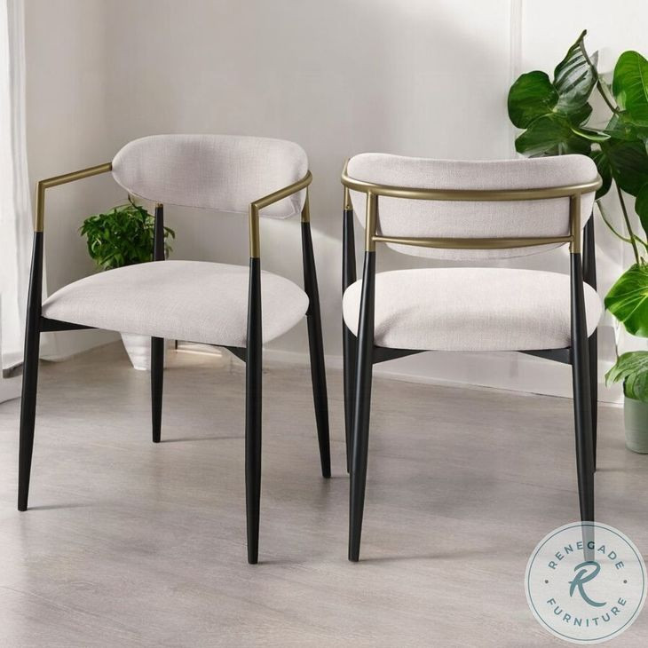 Jaramillo Beige Linen and Black Arm Chair Set of 2