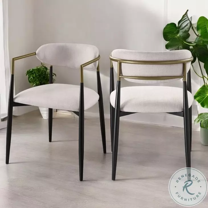 Jaramillo Beige Linen and Black Arm Chair Set of 2