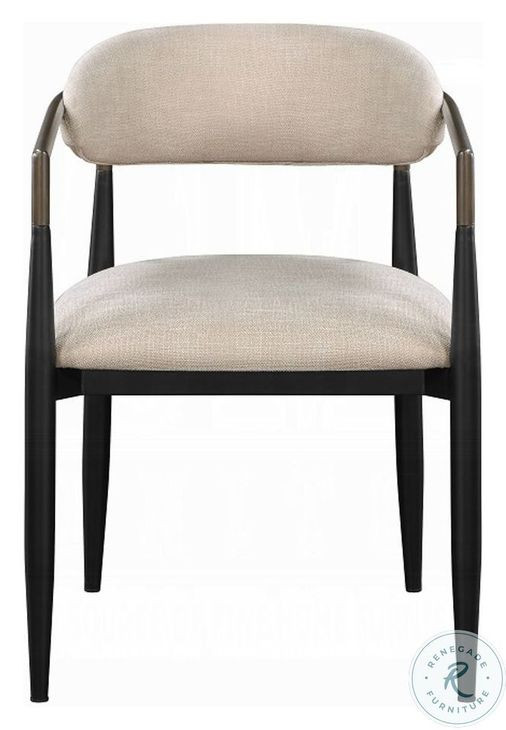 Jaramillo Beige Linen and Black Arm Chair Set of 2