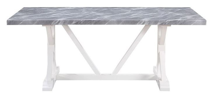 Hollyn Engineered Stone and White 78" Rectangular Stone Top Dining Table