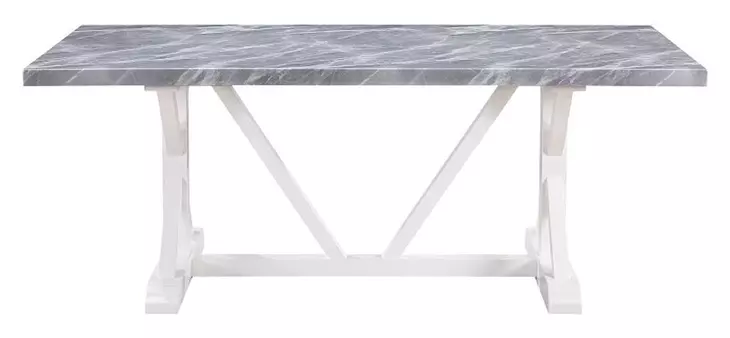 Hollyn Engineered Stone and White 78" Rectangular Stone Top Dining Table