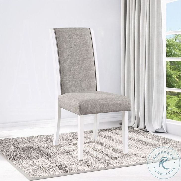 Hollyn Gray Linen and White Side Chair Set of 2
